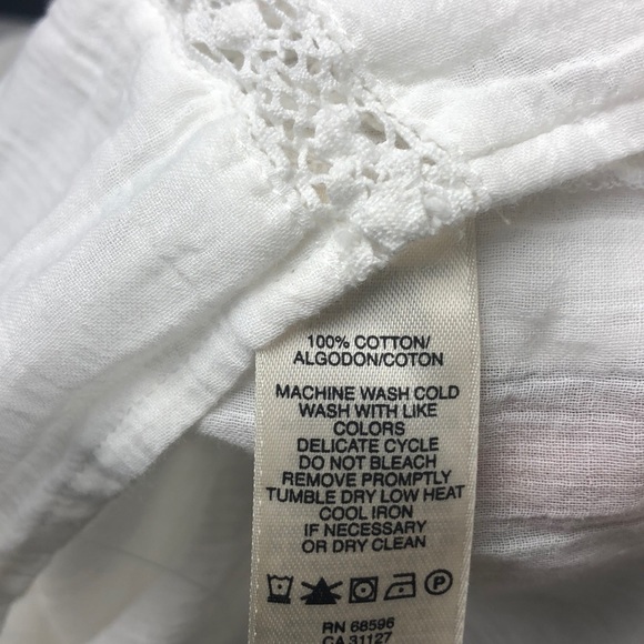 DKNY White 100% Cotton Batwing Eyelet Flutter Sleeve Blouse Top Size S - Picture 11 of 11